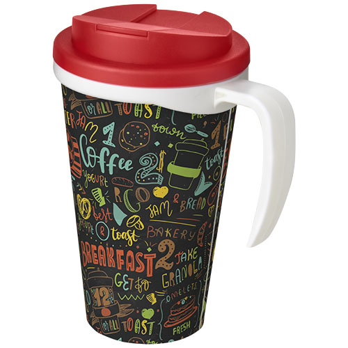 Mug isolant publicitaire 350ml Americano® Blanc / Rouge